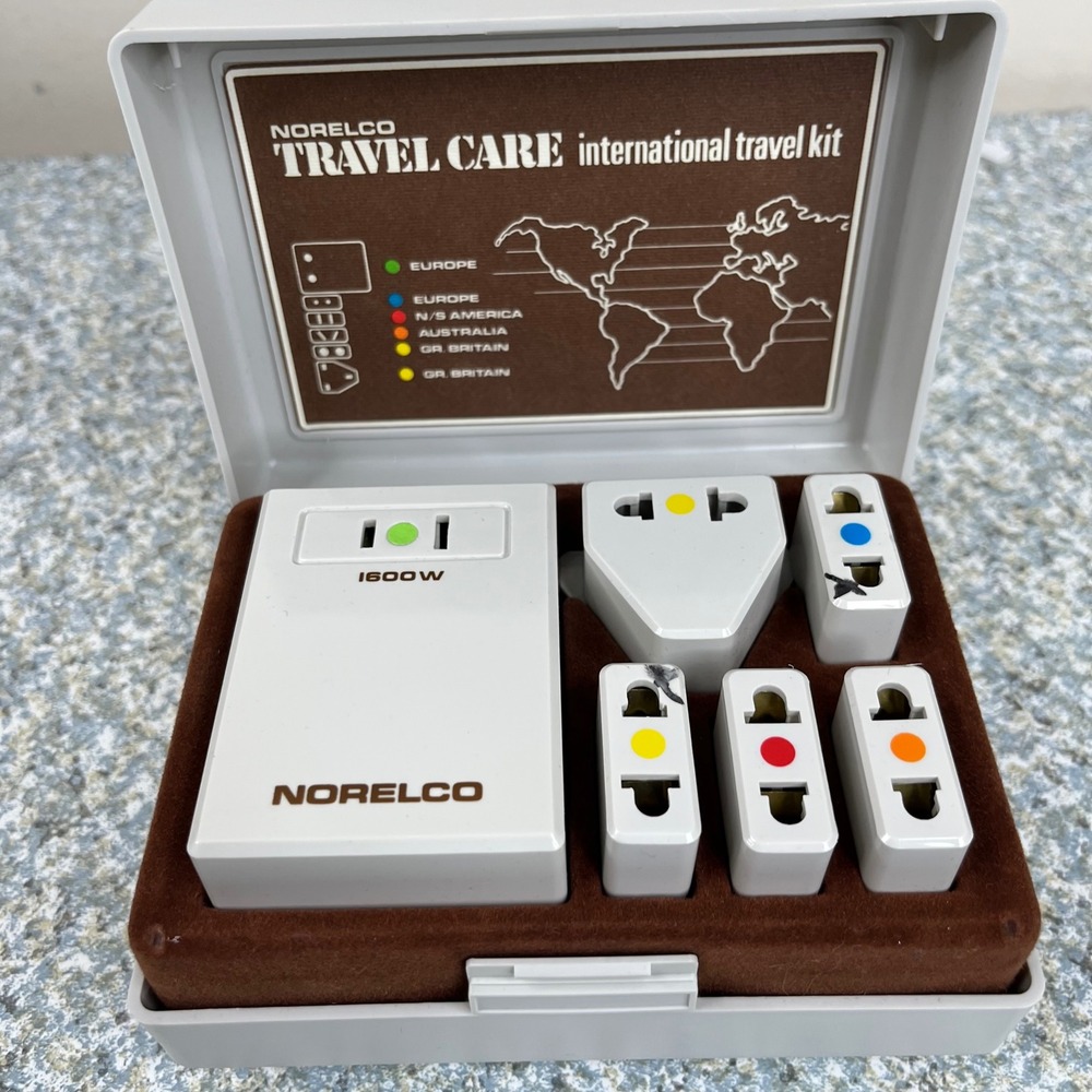 Norelco Travel Care International Kit TK1 1600W Converter 5 Adapter Plugs Case